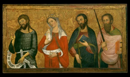 Der heilige Johannes der Täufer, die heilige Maria Magdalena, der heilige Jakobus der Jüngere und der heilige Paulus